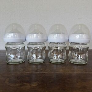 Philips Avent Glass Baby Bottle with Natural Response Sz 2 Nipple 4 oz 4 Pack